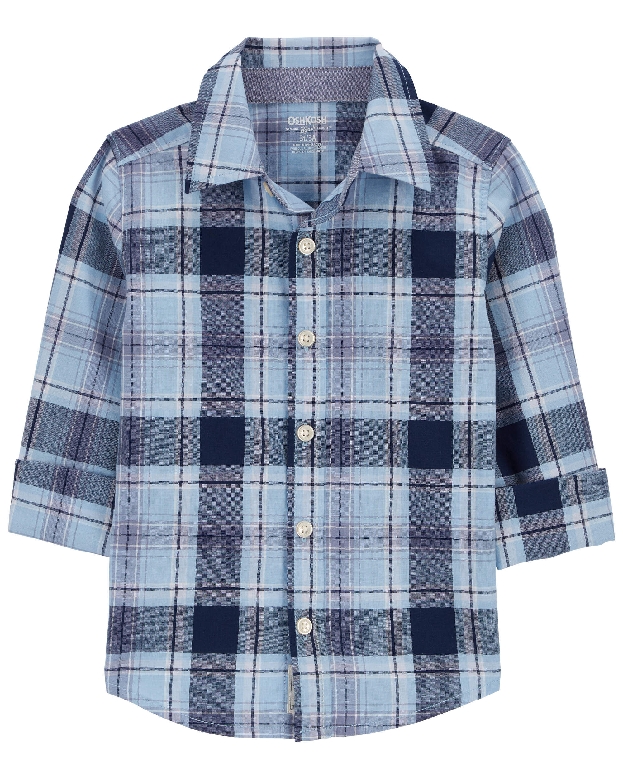 Baby Plaid Button-Front Shirt