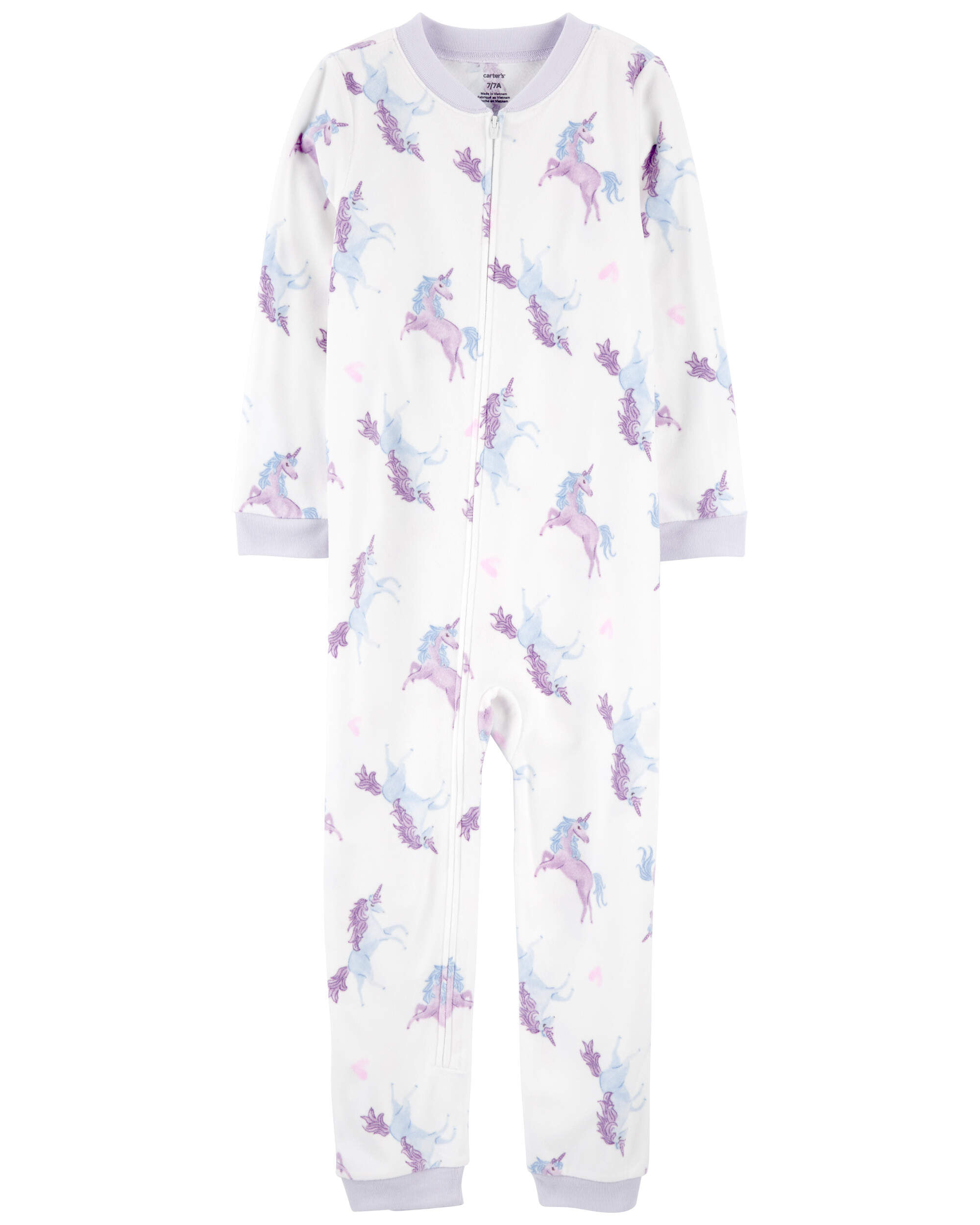 Kid 1-Piece Unicorn Fleece Footless Pajamas