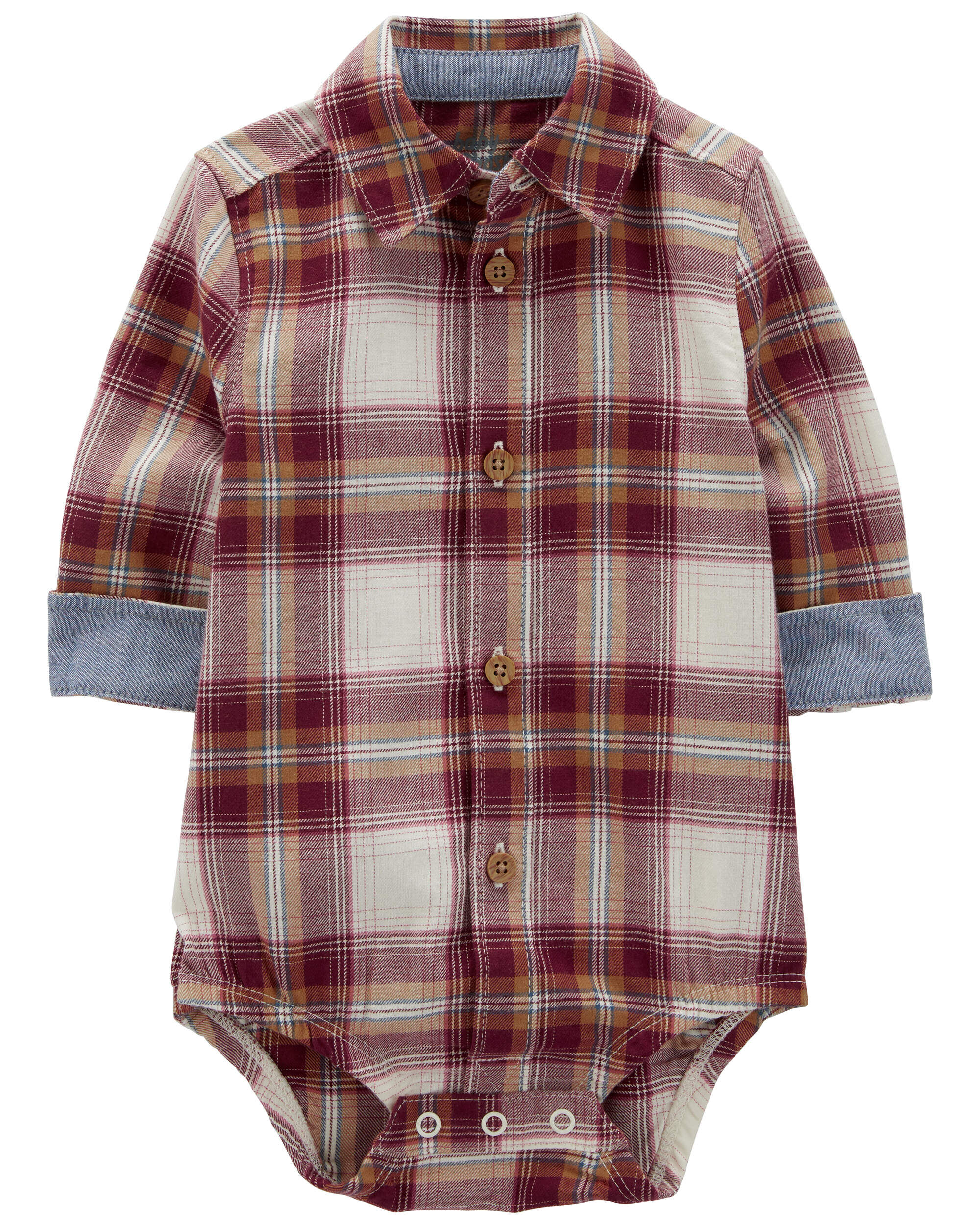 Baby Plaid Button-Front Bodysuit