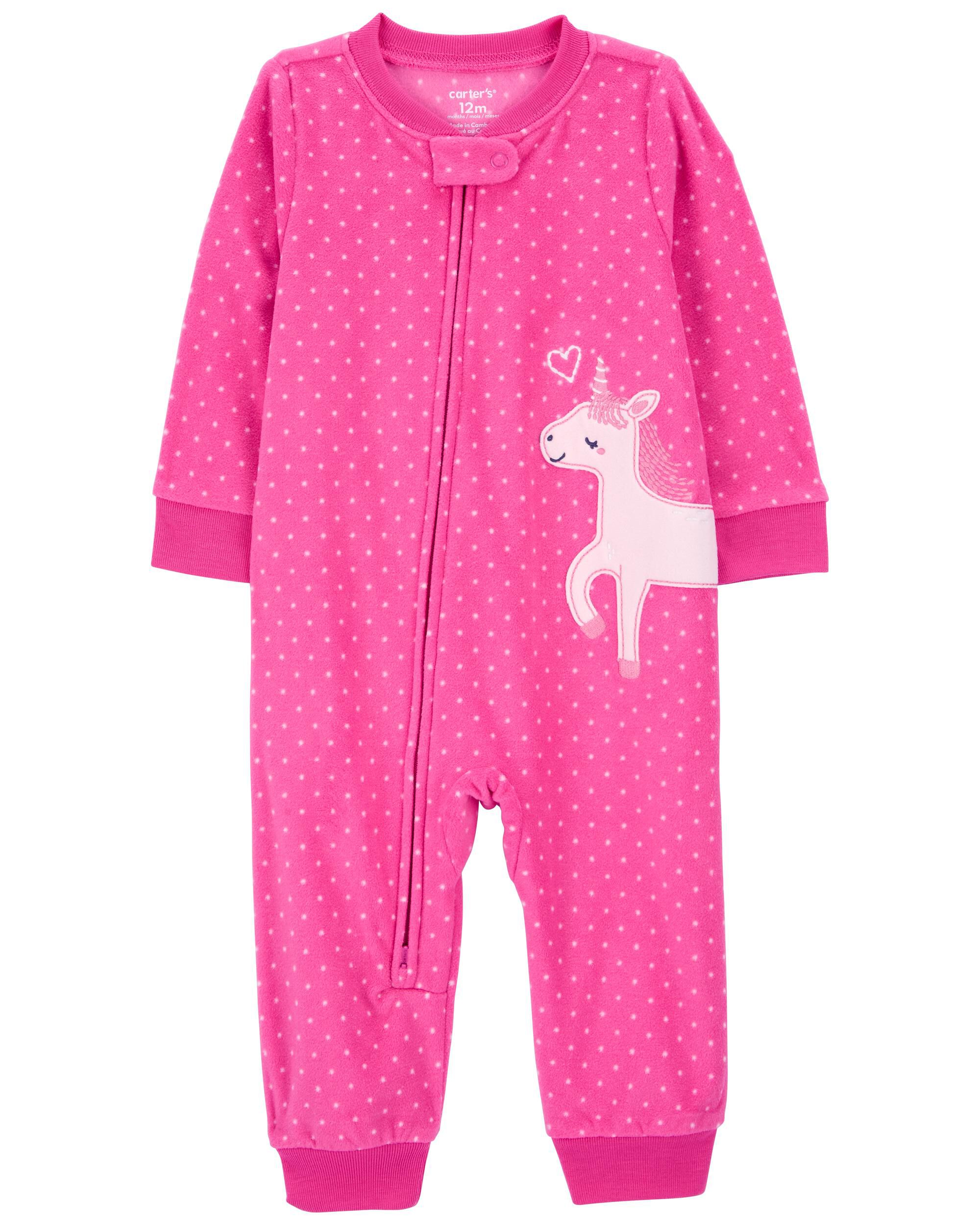 Toddler 1-Piece Unicorn Fleece Footless Pajamas