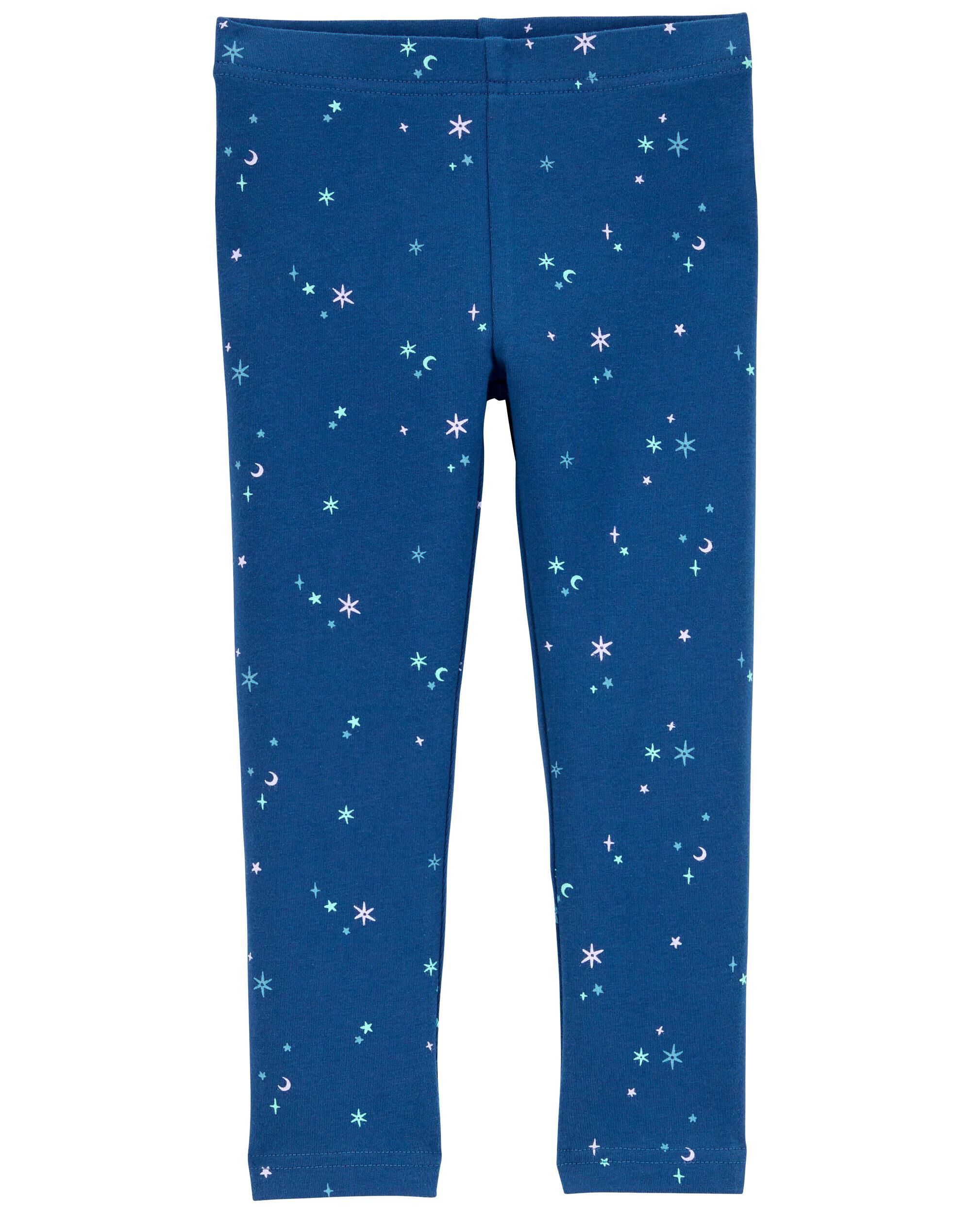 Toddler Starry Print Knit Leggings - Blue