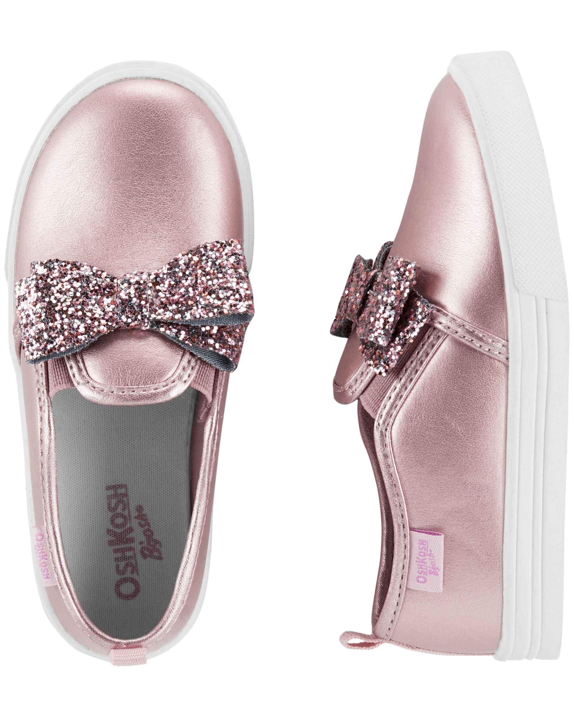 OshKosh Glitter Bow Slip-On Shoes 