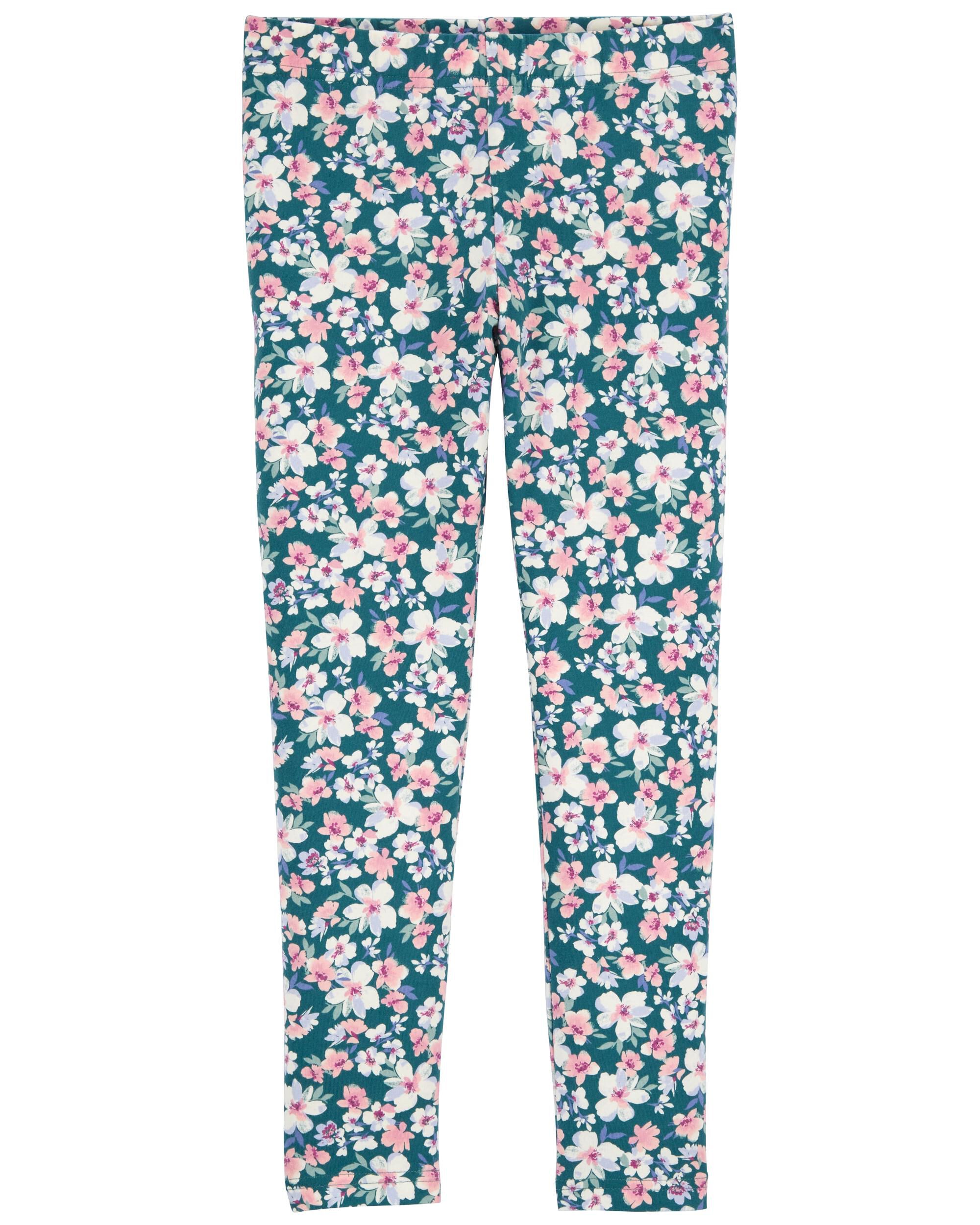 Kid Floral Print Stretch Leggings