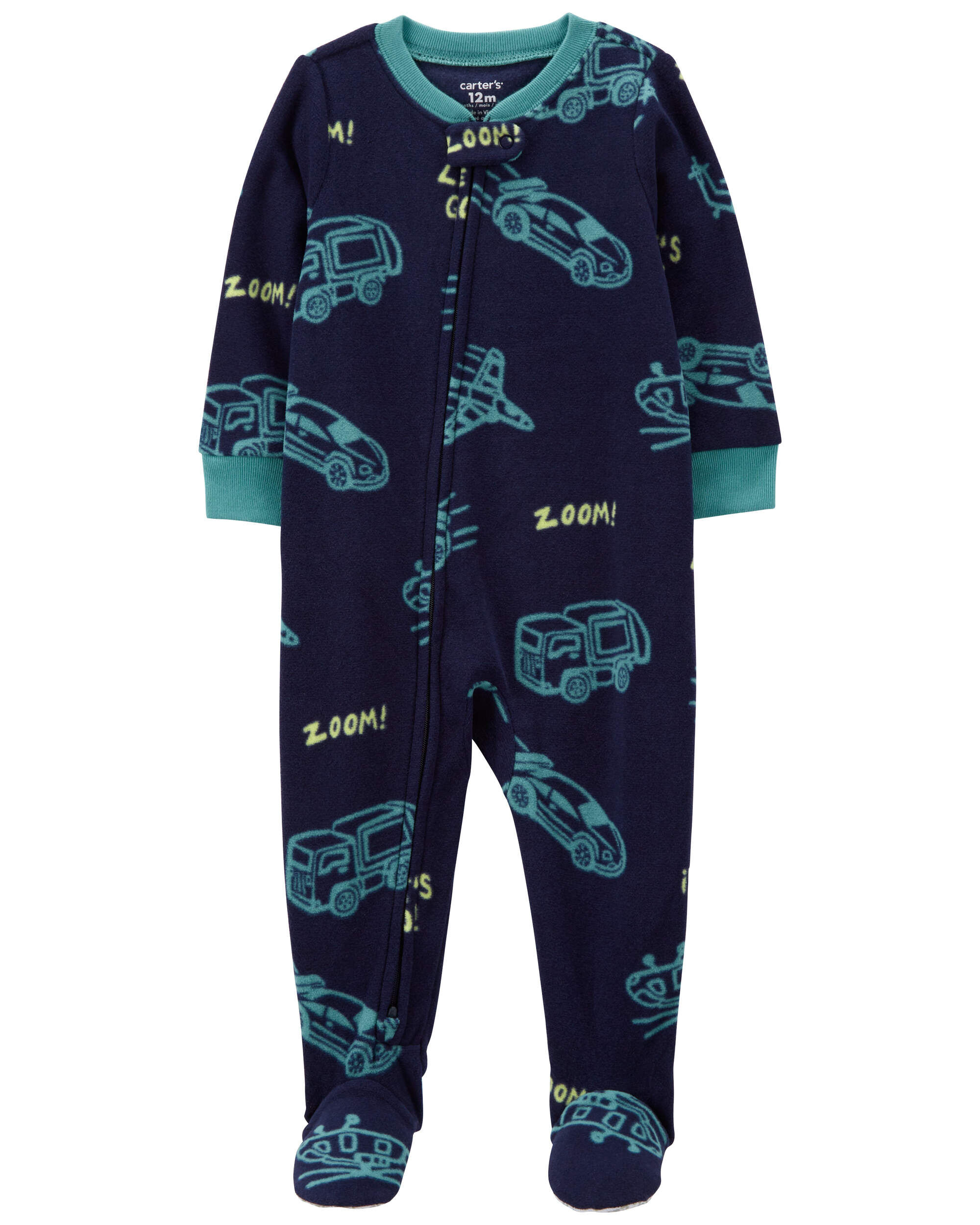 Toddler 1-Piece Cars Fleece Footie Pajamas