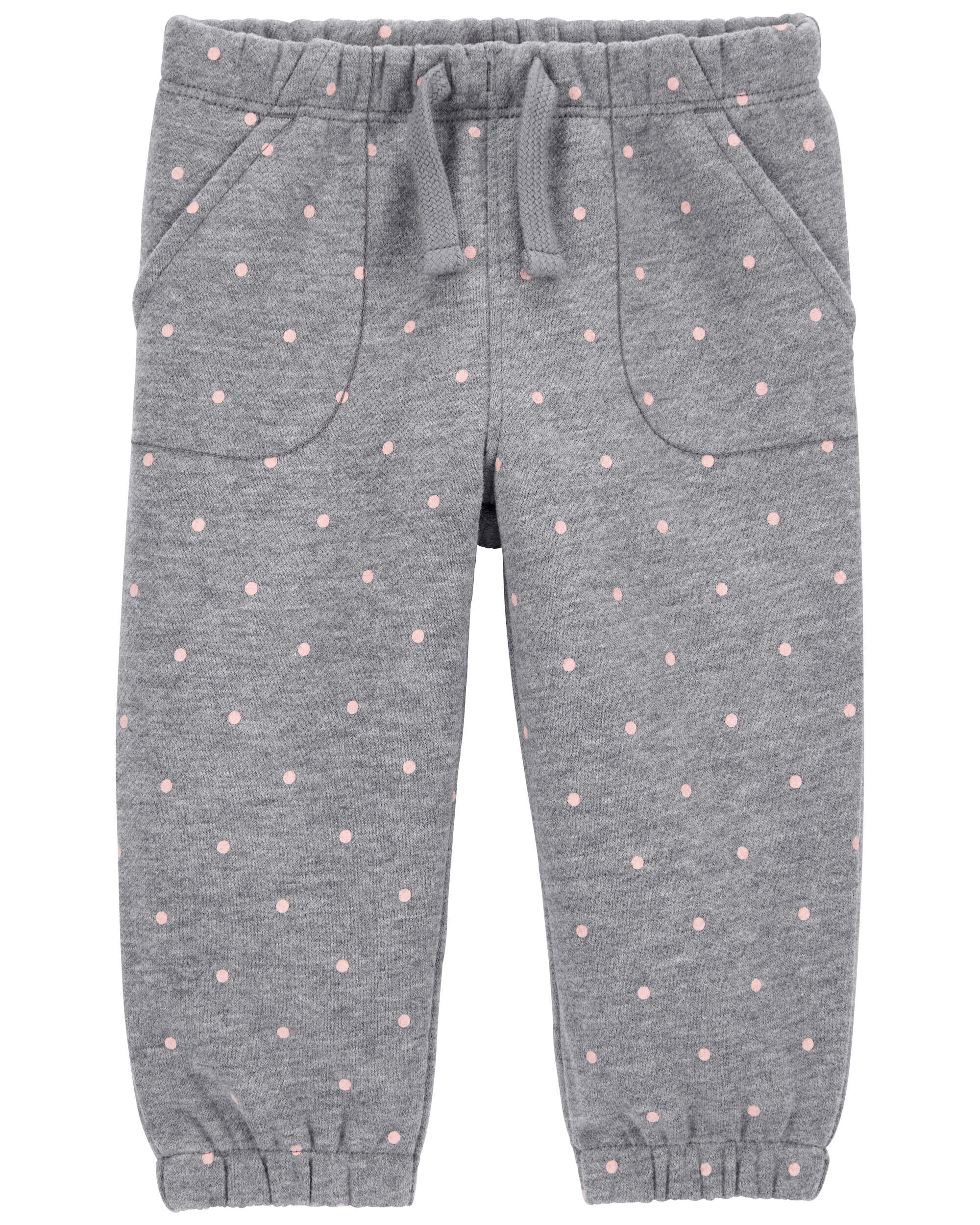 Baby Polka Dot Zip-Up Fleece Hoodie & Pants Set