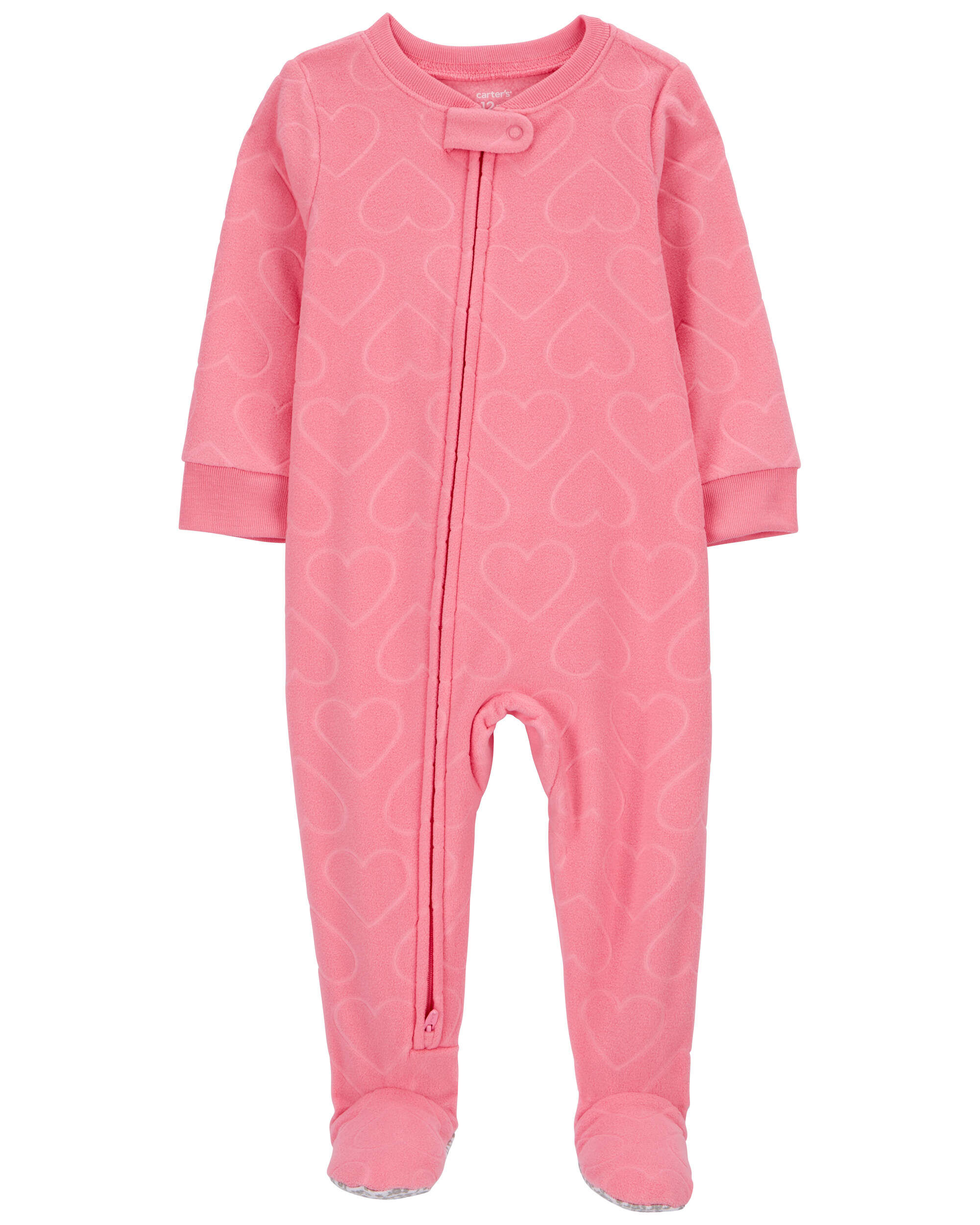 Toddler 1-Piece Hearts Fleece Footie Pajamas