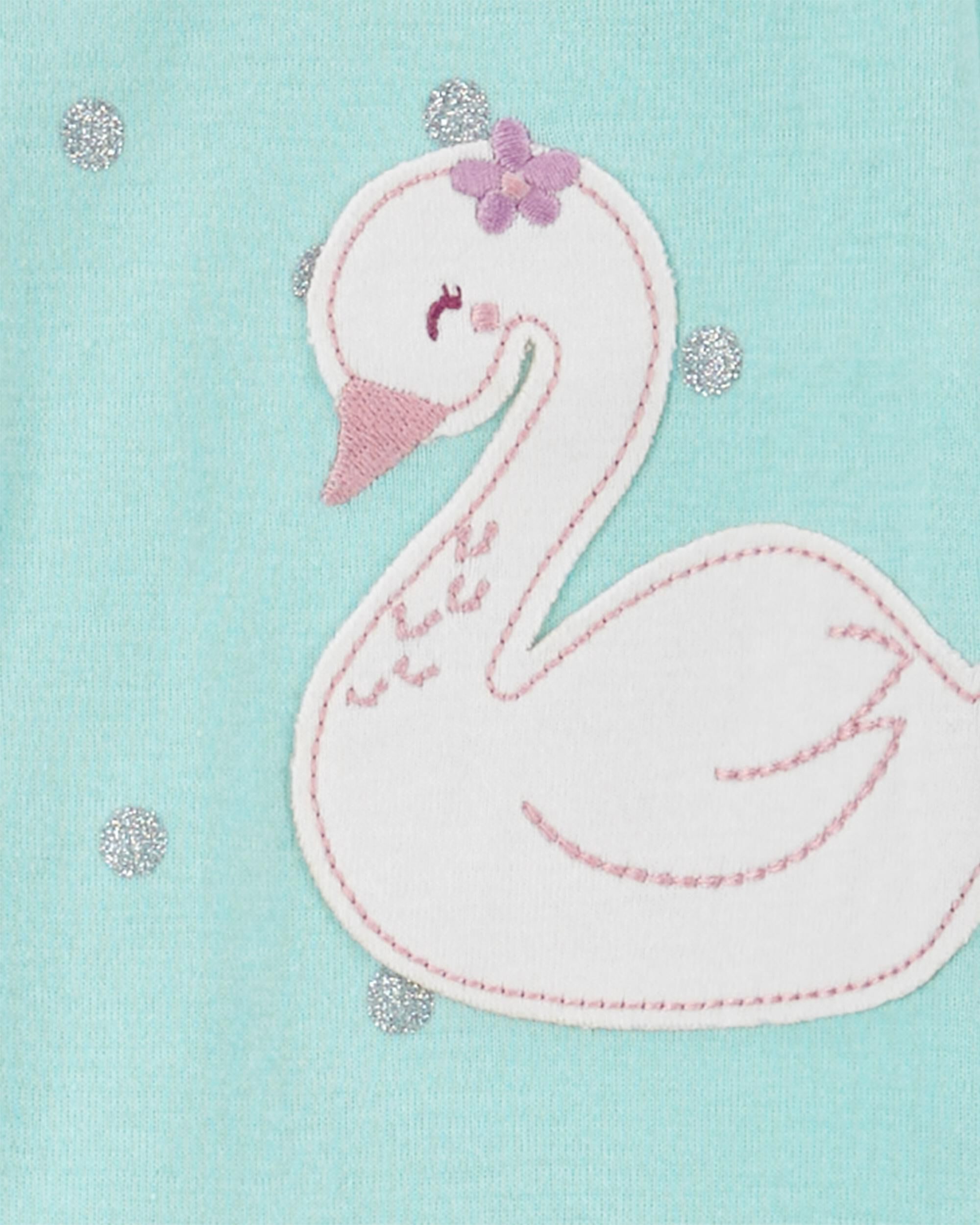 Baby 1-Piece Swan Print 100% Snug Fit Cotton Footie Pajamas