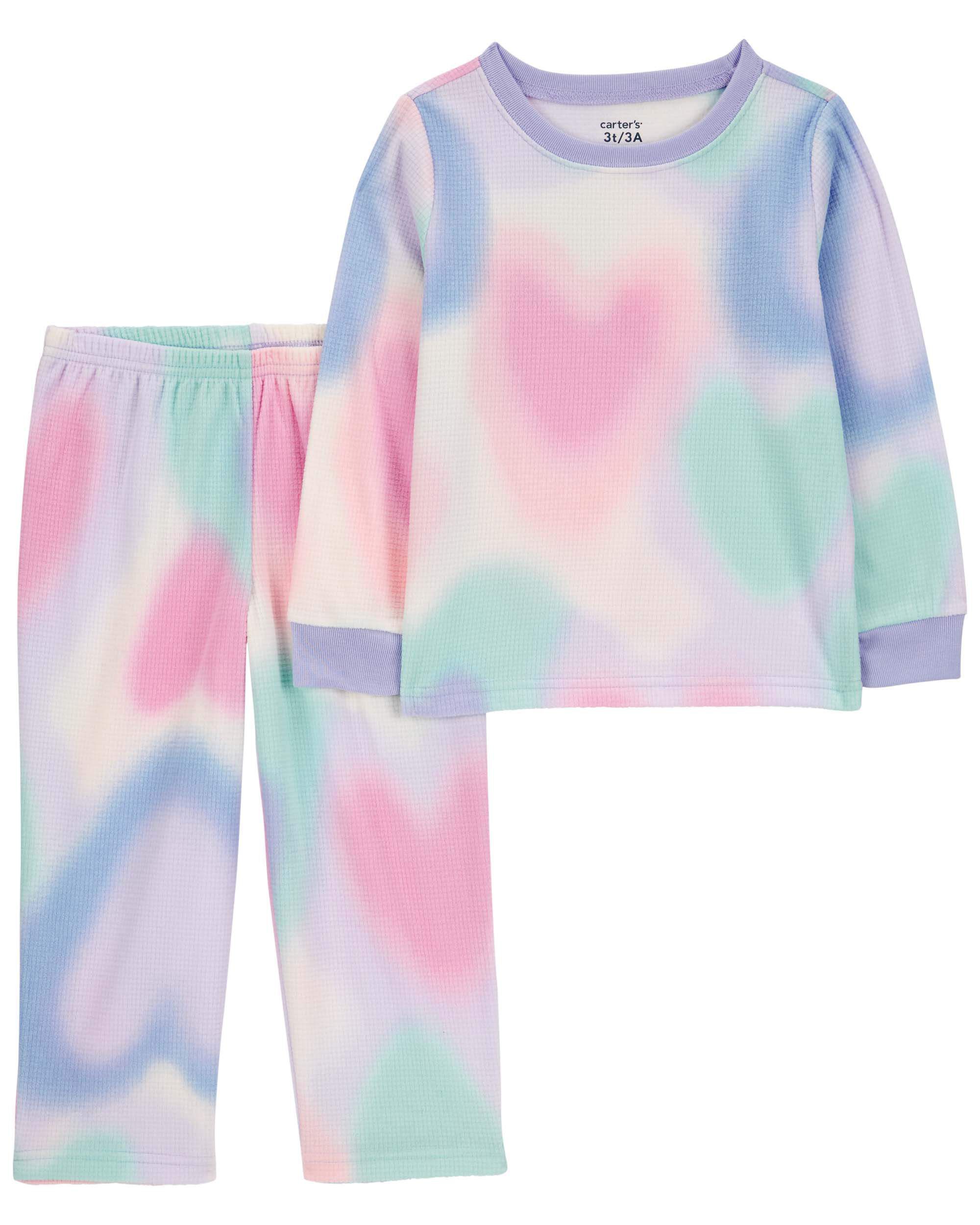 Toddler 2-Piece Heart Space Dye Fleece Pajamas