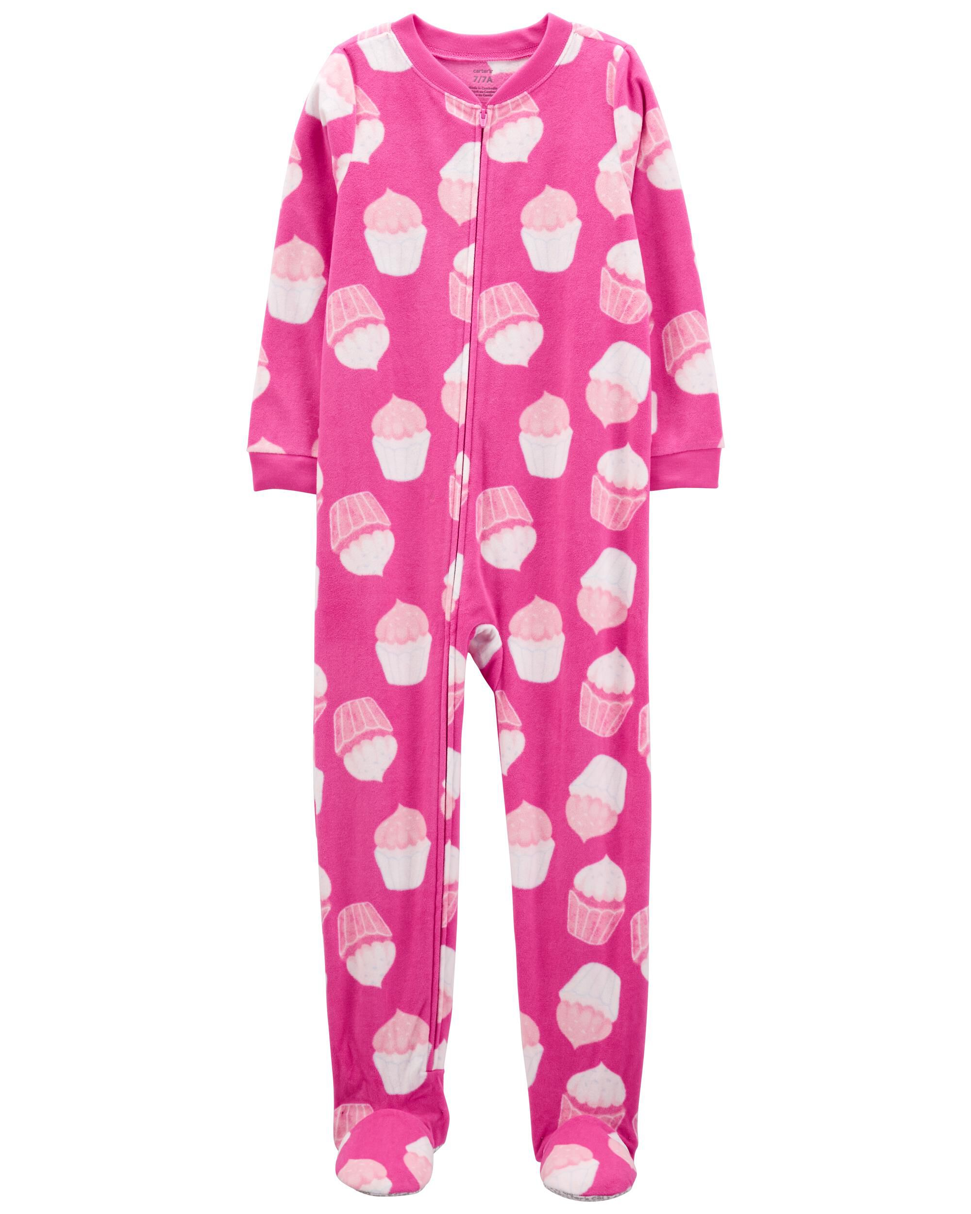 Kid 1-Piece Cupcake Fleece Footie Pajamas