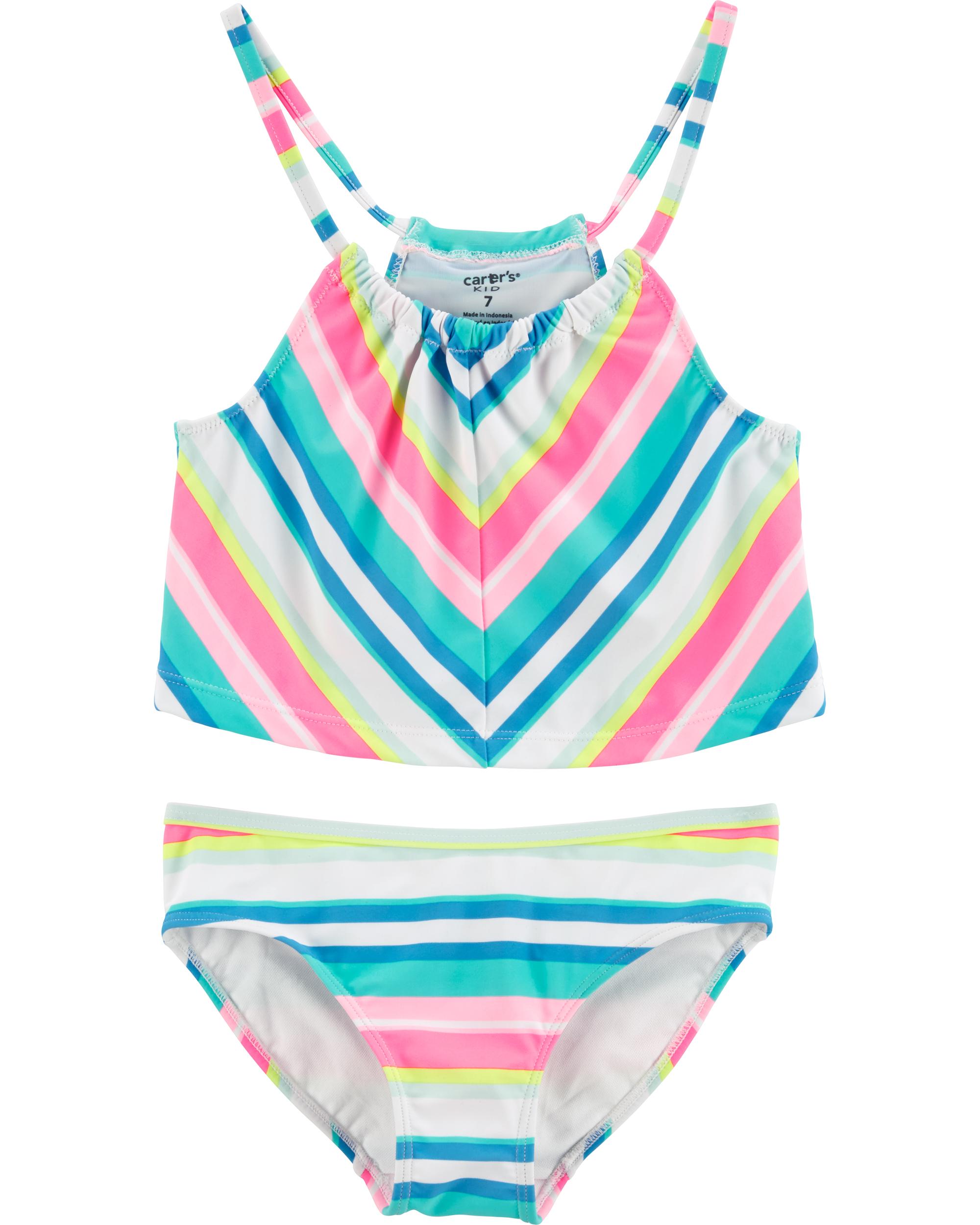 striped 2 piece swimsuit