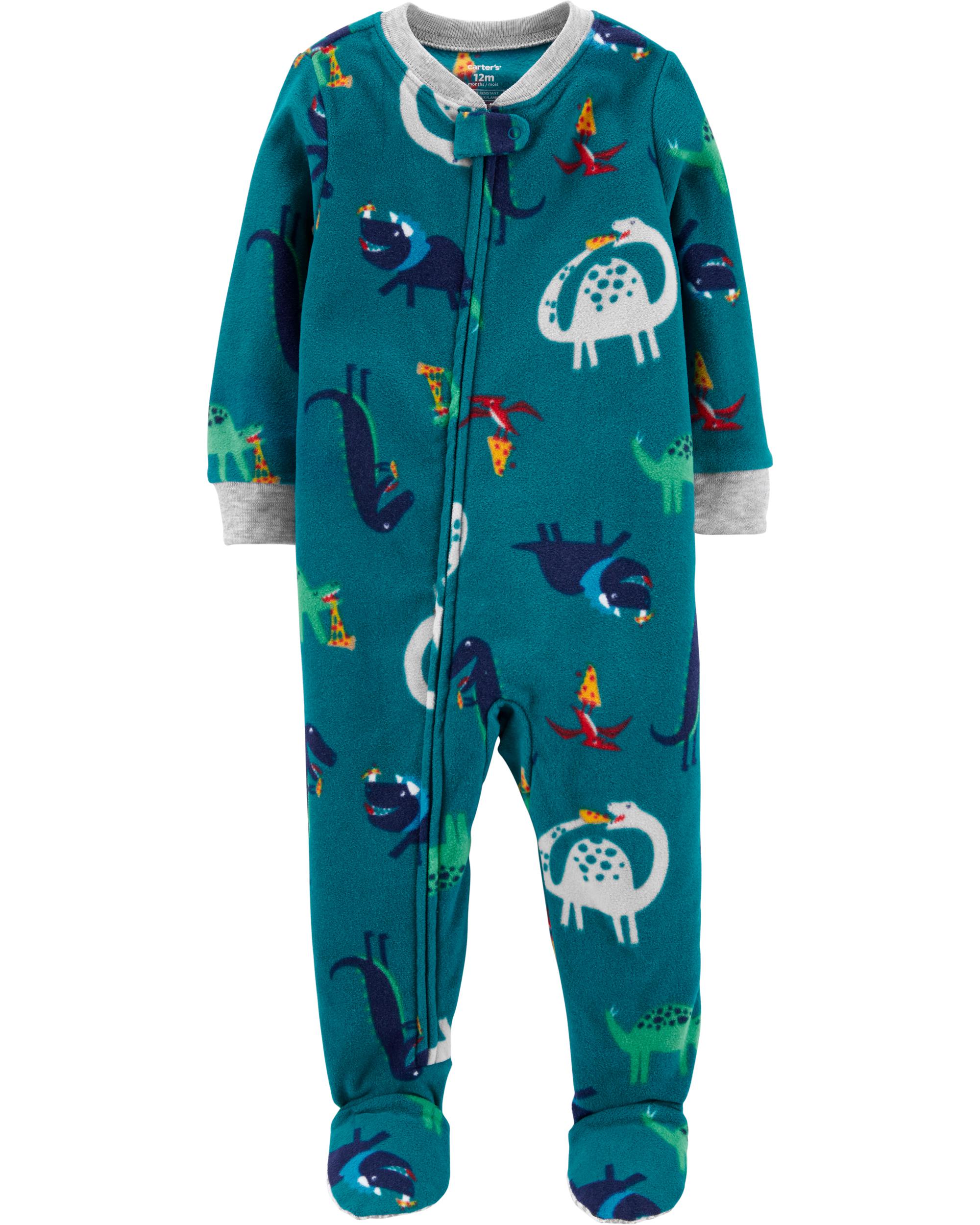 1-Piece Dinosaur Fleece Footie PJs | Carters.com