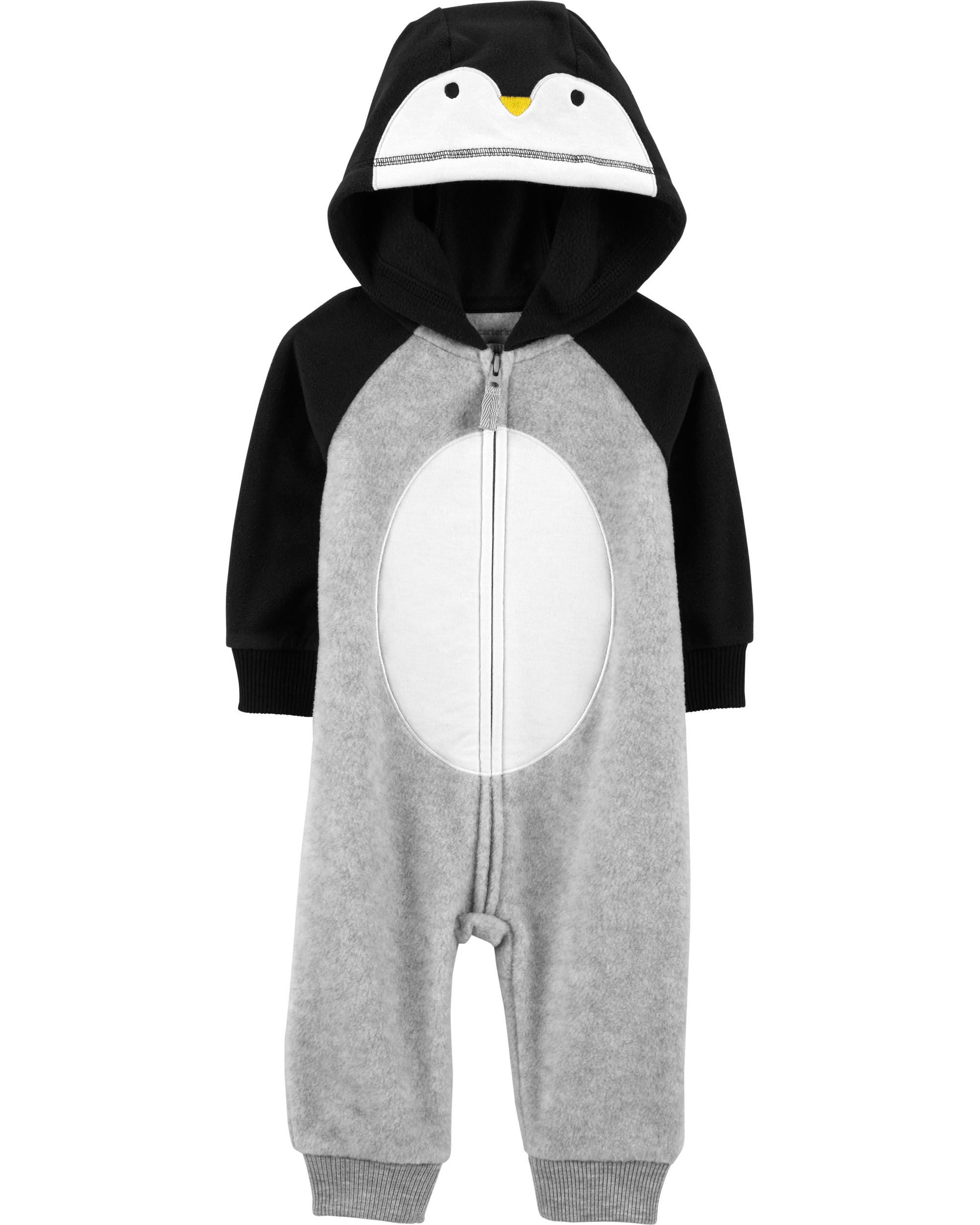 Hooded Penguin Fleece Jumpsuit | carters.com