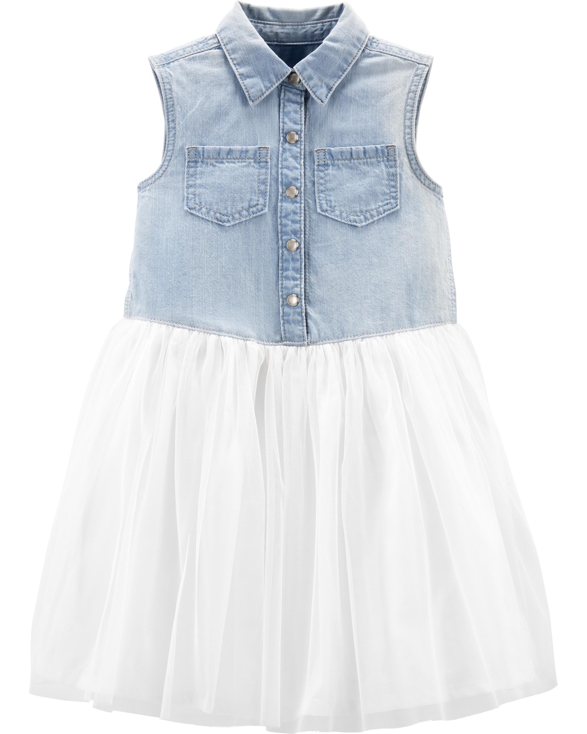 denim shirt tulle skirt toddler