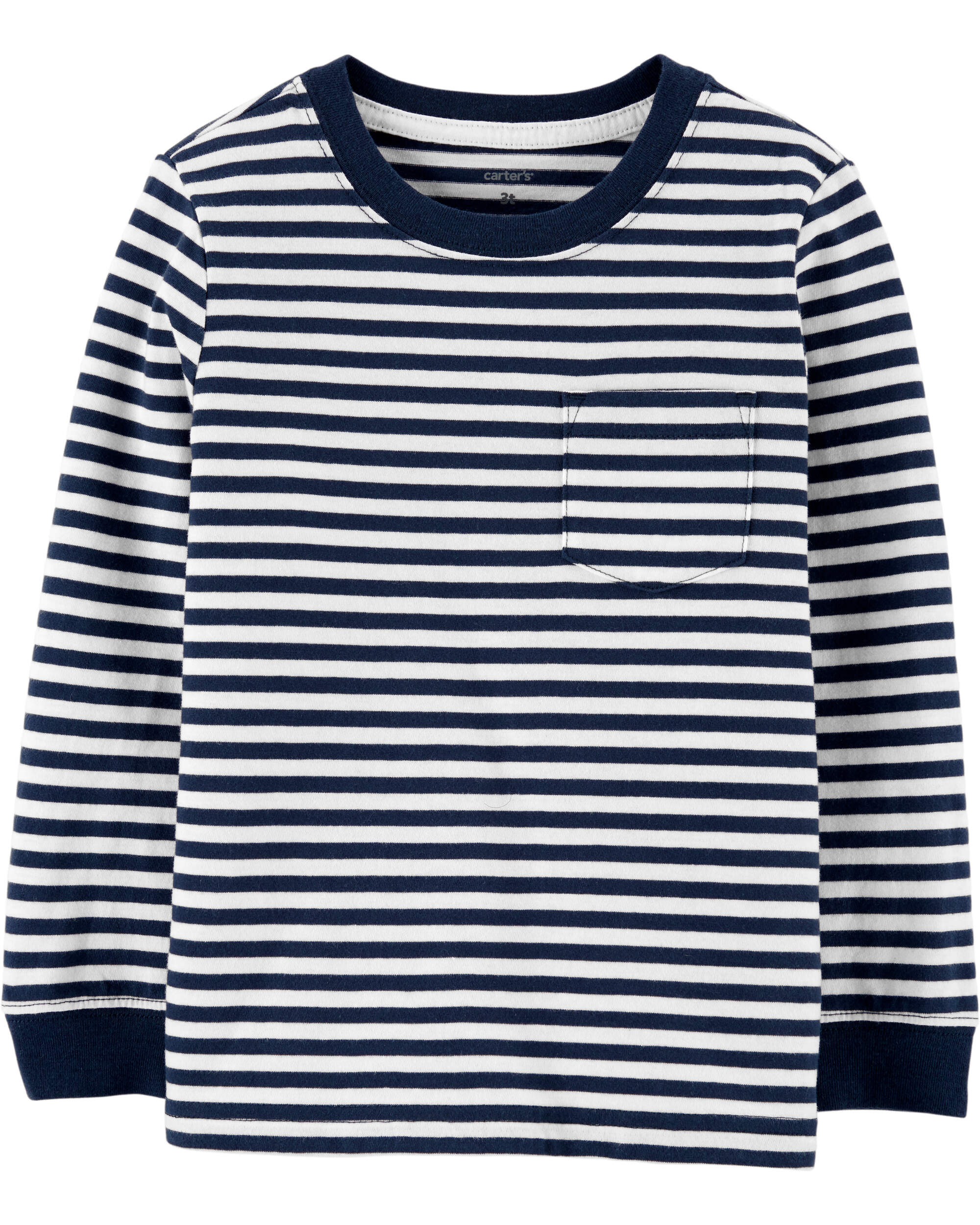 Navy/White Toddler Striped Pocket Jersey Tee | carters.com