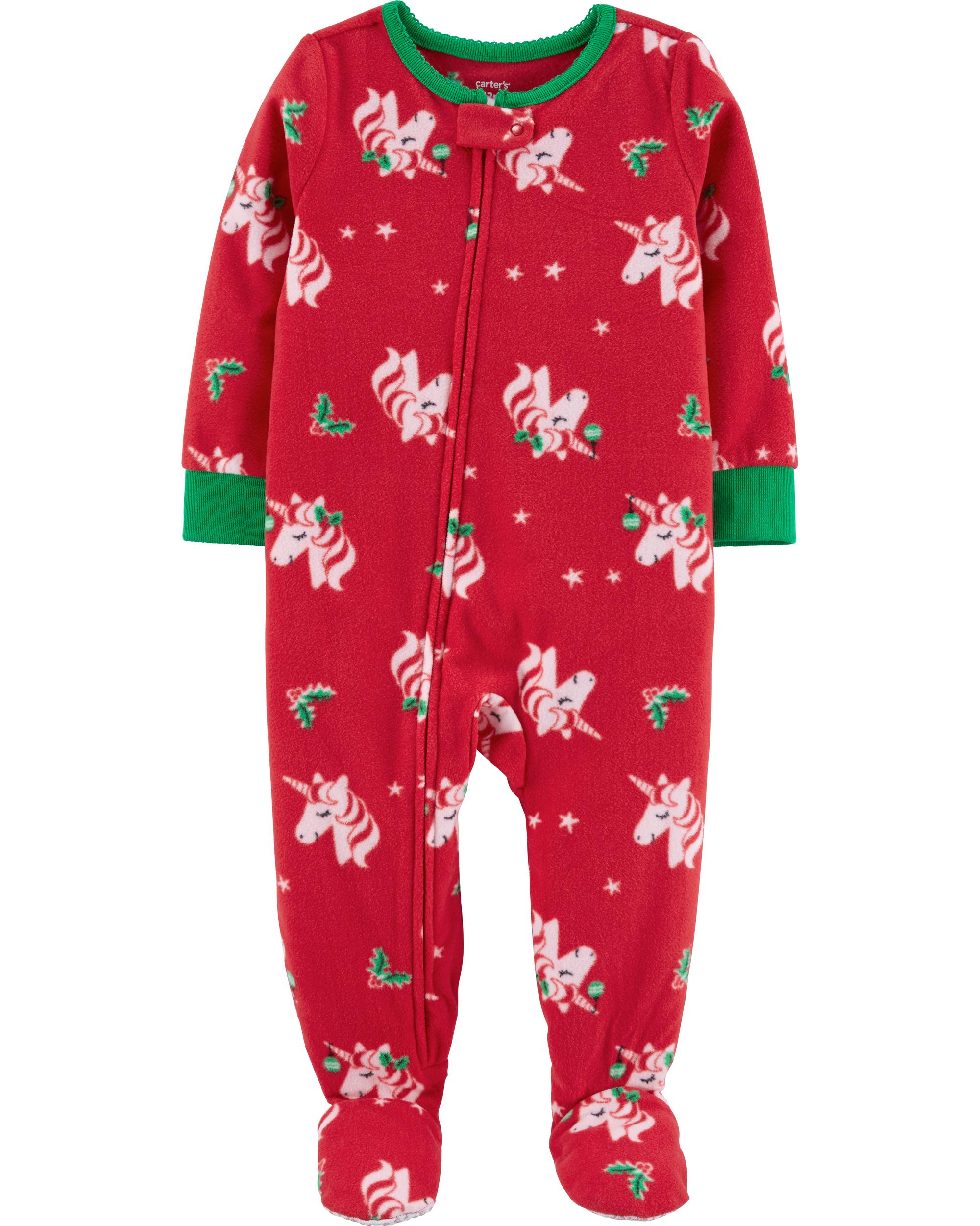 1-Piece Christmas Unicorn Fleece Footie PJs | carters.com