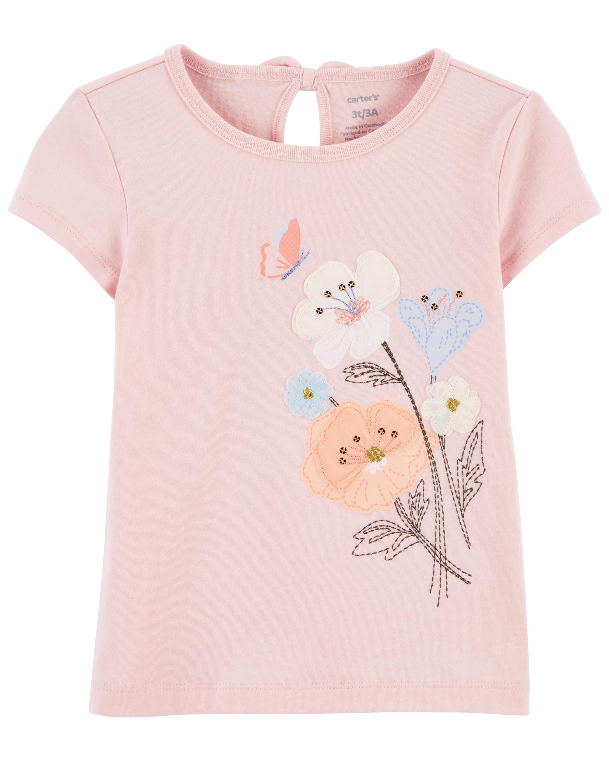 Pink Toddler Floral Jersey Tee | carters.com