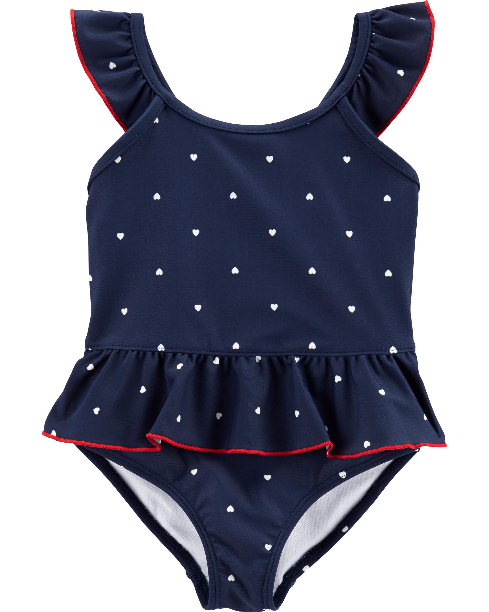 Old Navy Infant Toddler Girl One Piece Heart Print Upf 50 Swimsuit