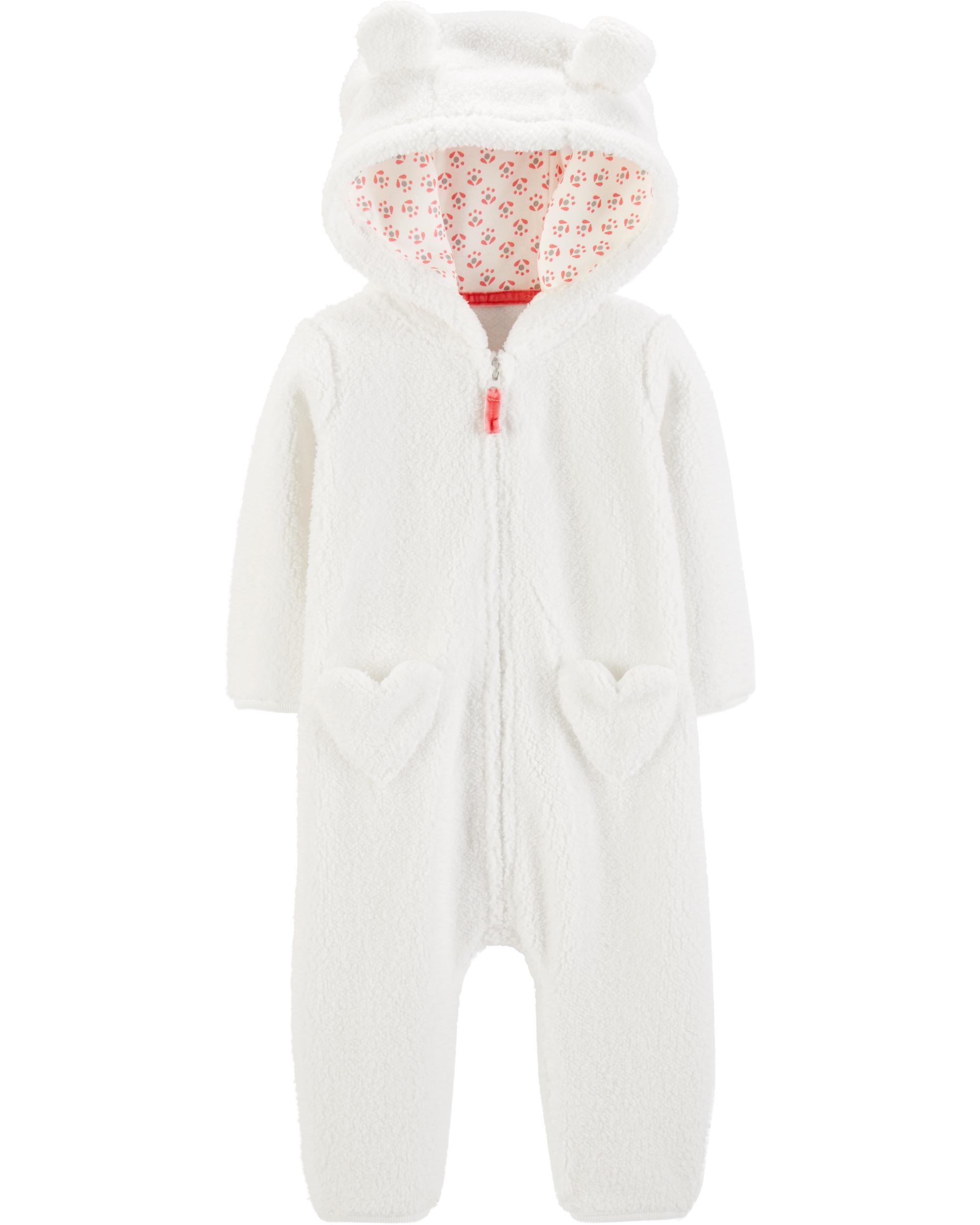 hooded sherpa jumpsuit