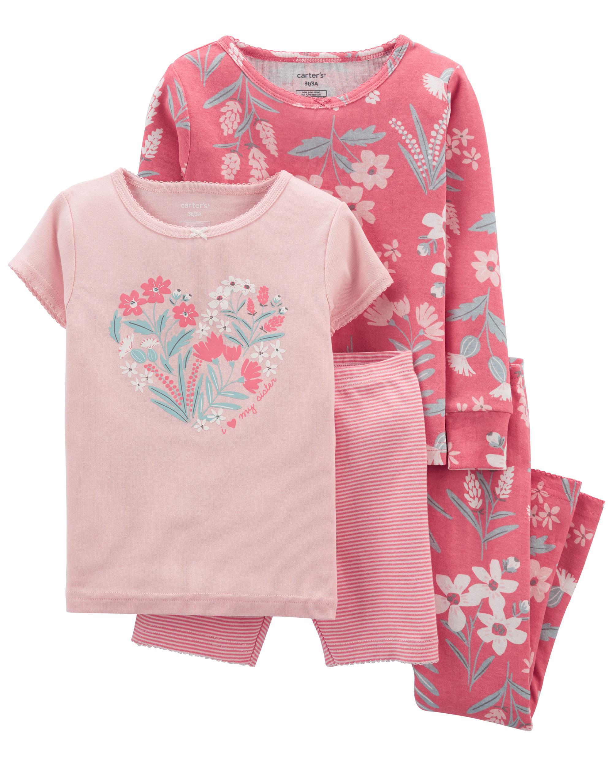 Pink Toddler 4-Piece Floral 100% Snug Fit Cotton PJs | carters.com