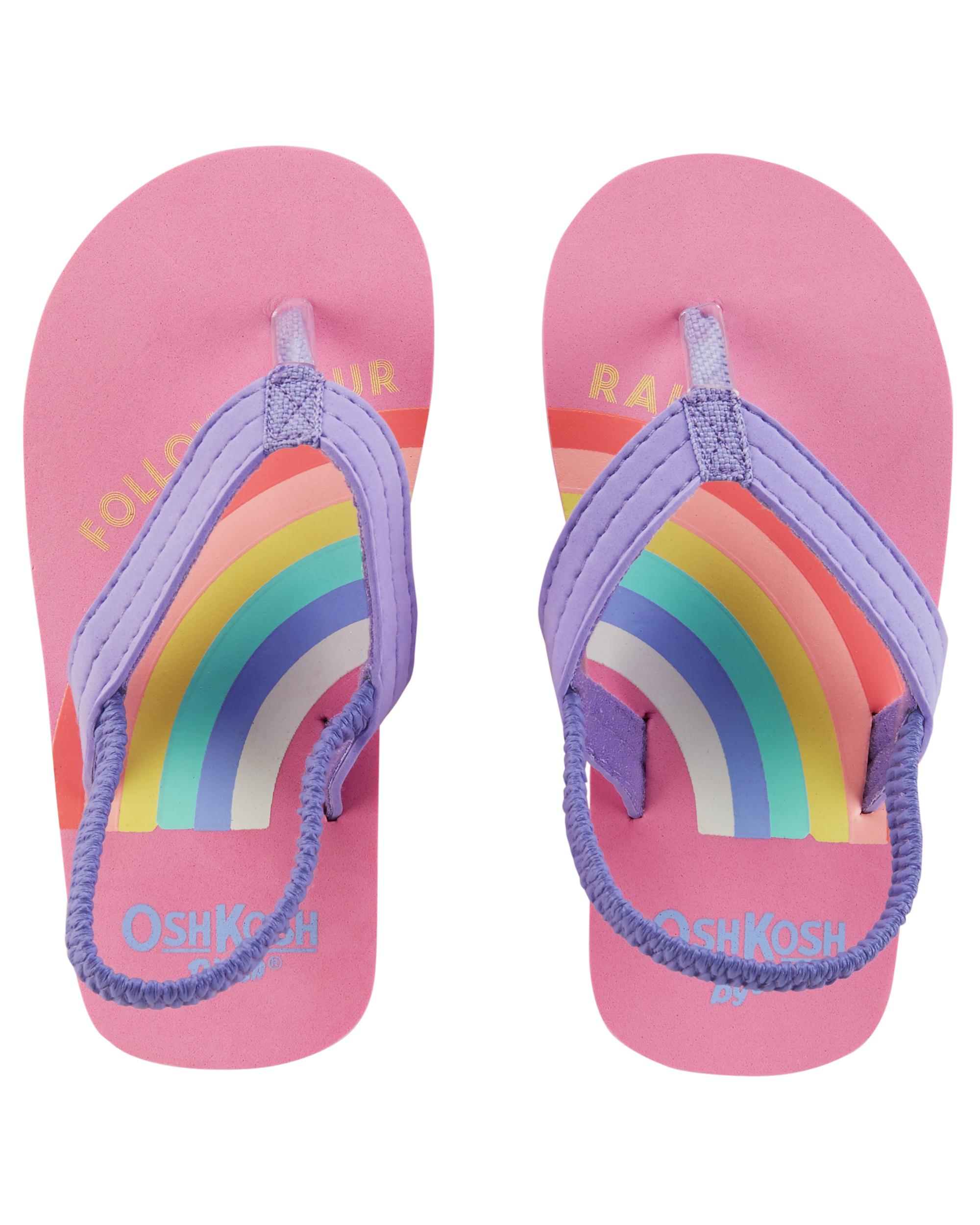 rainbow colored flip flops