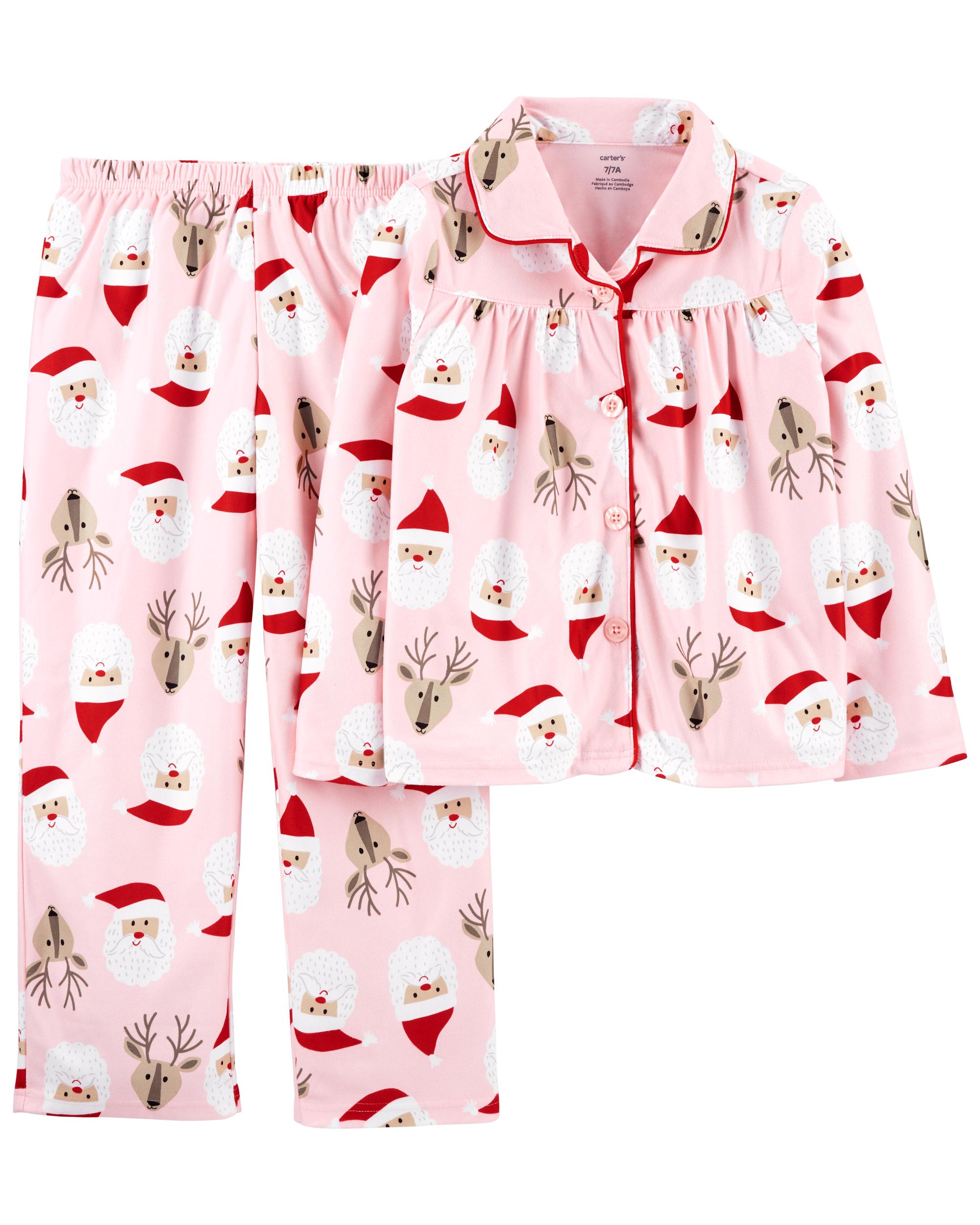 2-Piece Santa Coat-Style Fleece PJs | carters.com